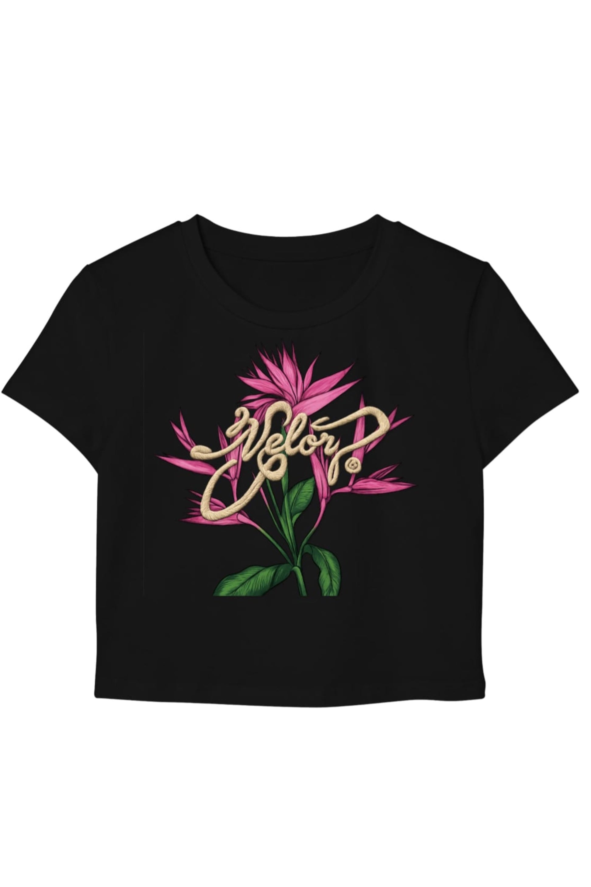 Black Floral Crop Top