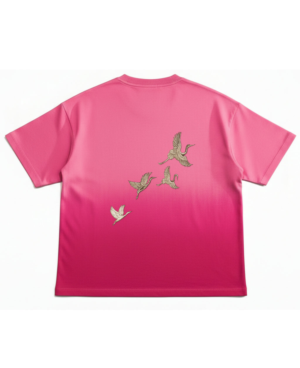 Pink Sunfade Ombré Wash Boxy Fit T-shirt Back Design