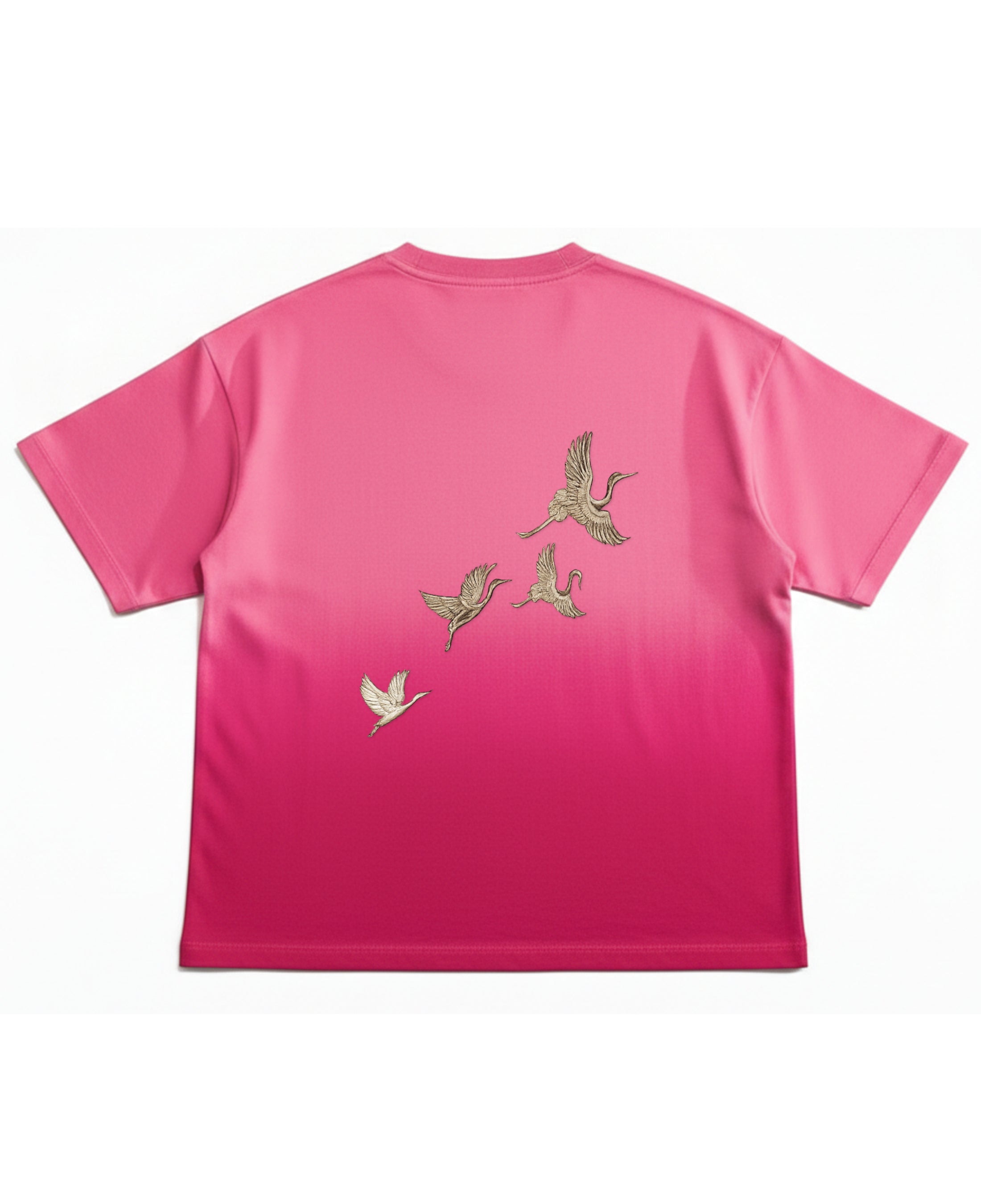 Pink Sunfade Ombré Wash Boxy Fit T-shirt Back Design